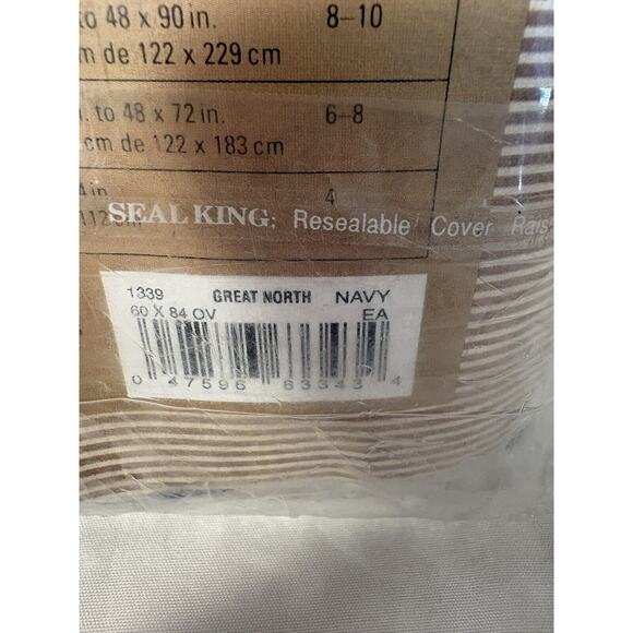 Natural Impressions La Jacquard Tablecloth 60x84 Oval Navy And Green Great North - Picture 8 of 10